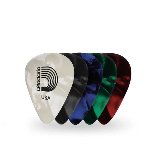D'Addario Assorted Pearl Celluloid Guitar Picks, 10 pack, Light .50mm