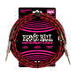 Ernie Ball P06394 Braided Straight to Straight Instrument Cable - 10ft Red/Black
