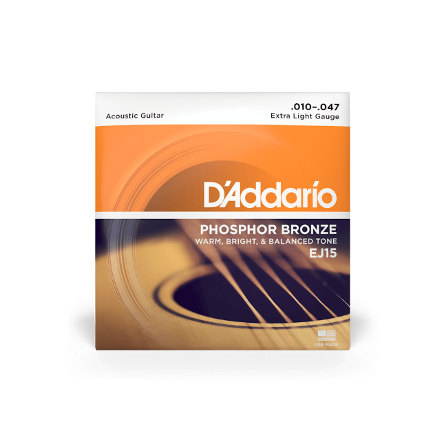 D'Addario EJ15 10-47 Extra Light, Phosphor Bronze Acoustic Guitar Strings