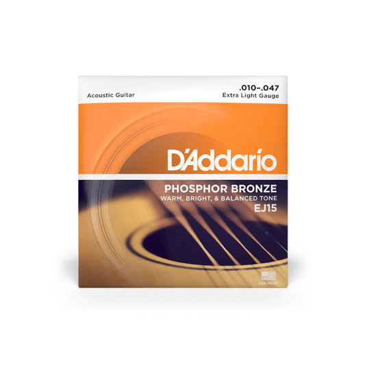 D'Addario EJ15 10-47 Extra Light, Phosphor Bronze Acoustic Guitar Strings